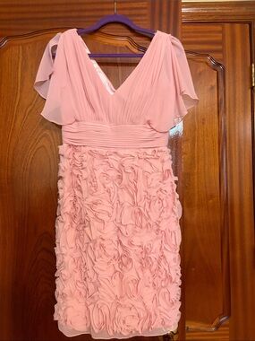 JS Collections Blush Pink Ruffle Rosette Midi Dress